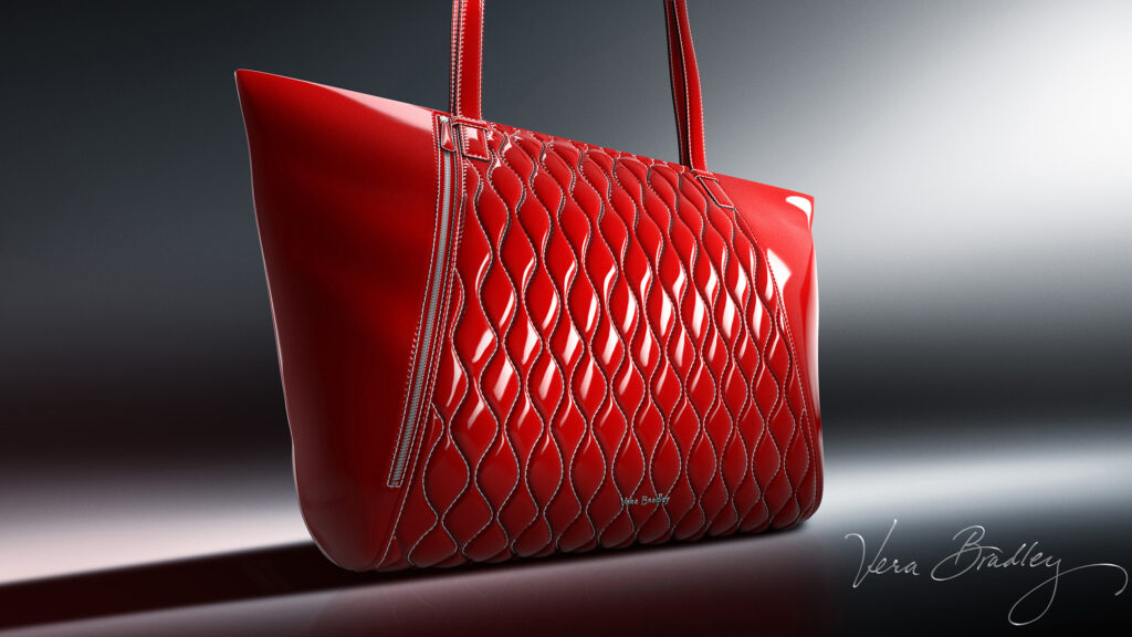 Red Leather Purse with Textured Quilted Design